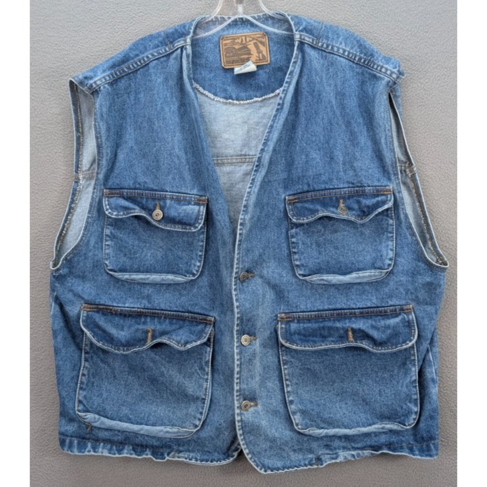 WIP Work in Progress Denim Vest‎ Men's Size XL Barn Western Pockets 90s USA Made